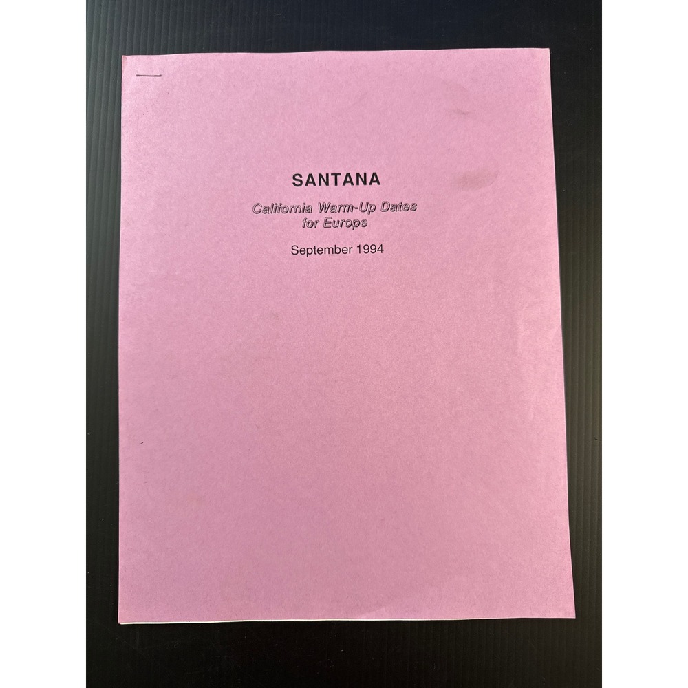 Santana 1994 Tour Itinerary California Warm-Up Dates for Europe September 1994